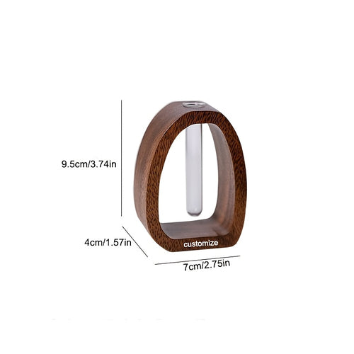 1 Peça Vaso de Flores Aquáticas em Madeira de Nogueira com Vidro Transparente - Vaso Cilíndrico para Flores Frescas, Plantas Aquáticas - Centro de Mesa para Casa ou Escritório, Vaso de Vidro Rústico Moderno para Flores Cultivadas na Água