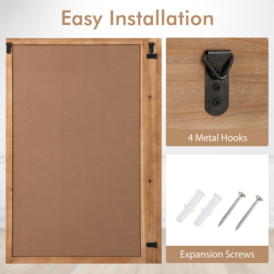 Espelho de Parede Estilo Fazenda GOFLAME, 100 cm x 70 cm Espelho de Porta de Celeiro Rústico com Moldura de Madeira, Espelho Decorativo Retangular para Banheiro, Sala de Estar, Quarto, Montagem Vertical ou Horizontal