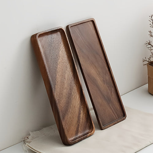 Bandeja Retangular de Nogueira Natural 1 | Prateleira de Armazenamento Retangular Oval Grande de 29,97 cm para Banheiro/Pia, Grão de Madeira Natural Polido, Design Minimalista, Presente de Natal