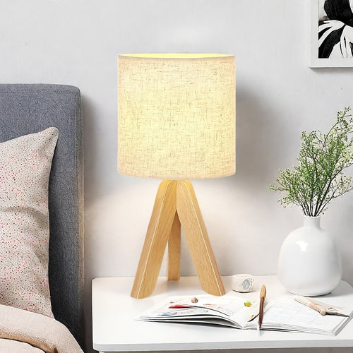 Abajur de Mesa Pequeno, Abajur Infantil Fofo com Cúpula de Tecido e Base de Tripé de Madeira, Luminária de Mesa de Cabeceira, Adequado para Crianças, Escritório, Estudo, Quarto, Dormitório, Mesa de Centro