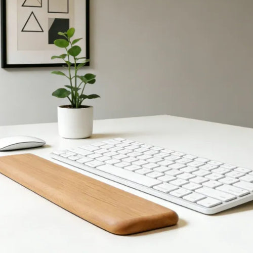 Apoio de Pulso para Teclado de Madeira de Faia 44cm, Mouse Pad e Suporte de Palma Suave e Confortável | 44x8x2cm, Estilo Minimalista para Escritório e Casa