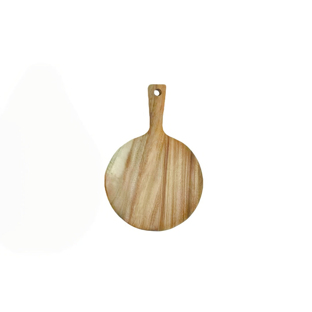 Tábua de Pizza em Madeira de Acácia, Tábua de Corte em Madeira Maciça com Alça, Tábua de Picar, Base para Pizza, Pão, Bife, Tábua Redonda para Assar Bolo, Tábua Plana