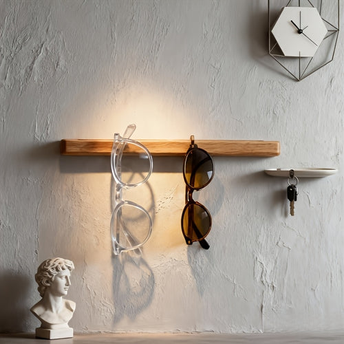 Suporte de Parede Minimalista de Madeira para Óculos, Vertical, Economiza Espaço, Elegante, Prateleira de Armazenamento para Óculos, Instalação sem Furos para Casa, Escritório, Entrada, Presente para Usuários de Óculos, Acessório de Exibição para Varejo
