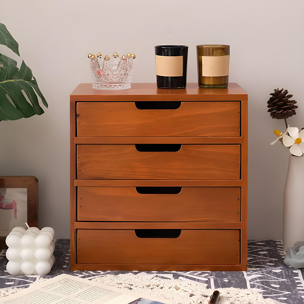 1peça Armário de armazenamento multifuncional de madeira vintage | Organizador de gaveta de mesa com 1-5 camadas para seleção | Perfeito para joias, armazenamento de escritório e quarto | Caixa de exibição tradicional para sala de estar, estudo e escritório