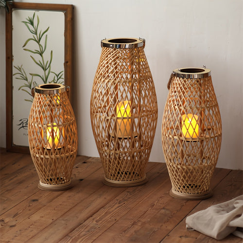 Lanternas de Madeira, Castiçais de Bambu, Artigos Decorativos para um Jantar à Luz de Vela, Adereços de Fotografia e Lanternas de Chão para Interior