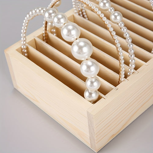 Organizador Elegante de Acessórios de Cabelo em Madeira com Bandeja Destacável - Perfeito para Guardar Faixas de Cabelo, Joias & Cartões de Visita