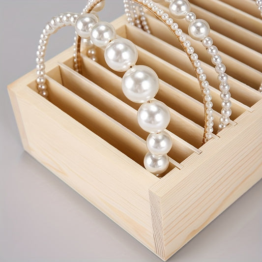 Organizador Elegante de Acessórios de Cabelo em Madeira com Bandeja Destacável - Perfeito para Guardar Faixas de Cabelo, Joias & Cartões de Visita