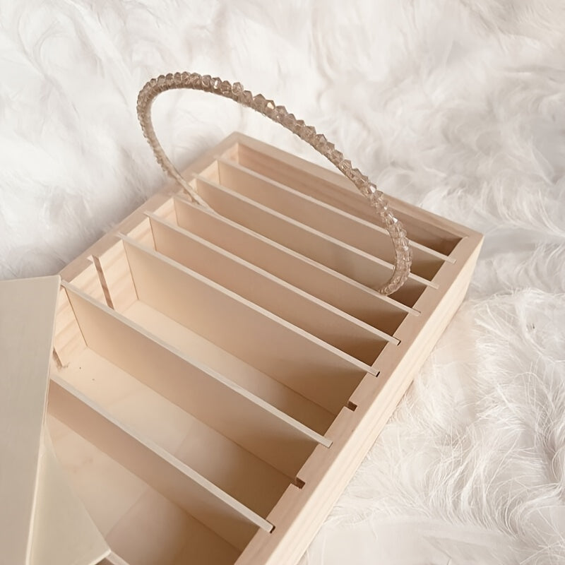  Organizador Elegante de Acessórios de Cabelo em Madeira com Bandeja Destacável - Perfeito para Guardar Faixas de Cabelo, Joias & Cartões de Visita