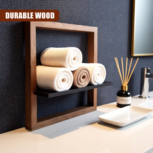 GEEZY Prateleira de Parede Flutuante Quadrada em Madeira 30cm - Caixa 3D Castanha e Preta para Fotos, Plantas e Decoração - Cubo de Exibição Moderno Montado na Parede para Escritório em Casa e Sala de Estar