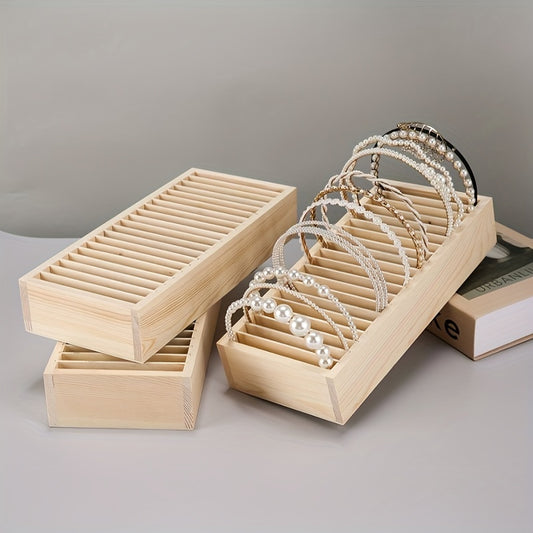  Organizador Elegante de Acessórios de Cabelo em Madeira com Bandeja Destacável - Perfeito para Guardar Faixas de Cabelo, Joias & Cartões de Visita