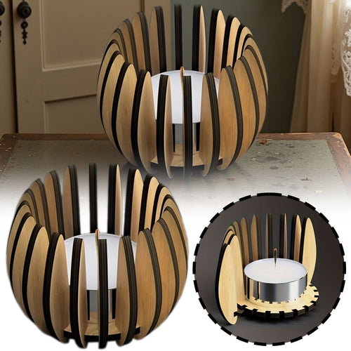 Um Decoração de Suporte de Vela com Junta de Madeira Única, Adequado para Decoração de Mesa, Centros de Mesa Festivos, Apresentando um Design Minimalista, Suporte de Exibição Moderno, Feito de Materiais Duráveis, Base de Vela