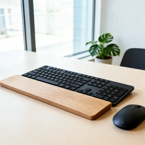 Apoio de Pulso para Teclado de Madeira de Faia 44cm, Mouse Pad e Suporte de Palma Suave e Confortável | 44x8x2cm, Estilo Minimalista para Escritório e Casa