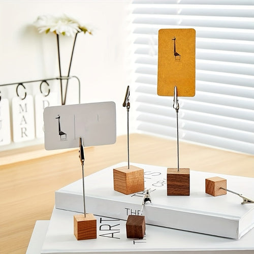 7 Peças de Grampos de Nogueira Natural Resistente, para Cafés, Mesas de Casamento - Etiquetas de Preço, Fotos, Cartões de Visita, Organizadores de Mesa - Grampos de Madeira Marrom Elegantes para Uso Doméstico e Comercial, Grampos de Jacaré com Design em Metal