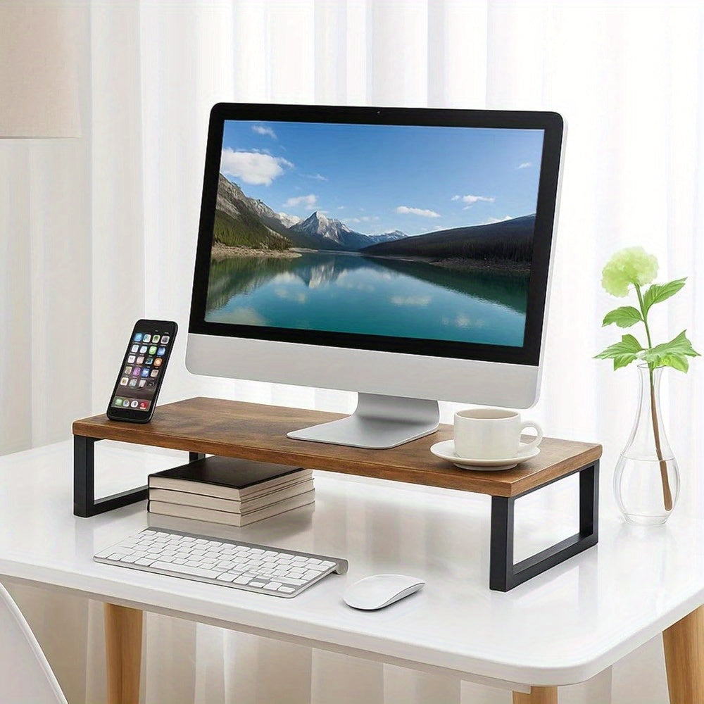 Suporte de monitor vintage, elevador de armário, prateleira de organização de armazenamento de mesa, 55 x 23 x 14 cm, para elevador de impressora de PC portátil