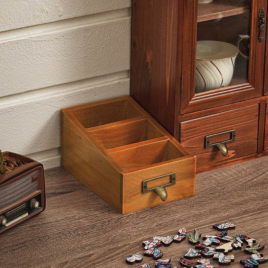 Suporte de Controle Remoto de Madeira Vintage - Organizador de Mesa com 3 Compartimentos para Papelaria e Cosméticos, Caixa de Armazenamento Multiuso para Casa e Escritório