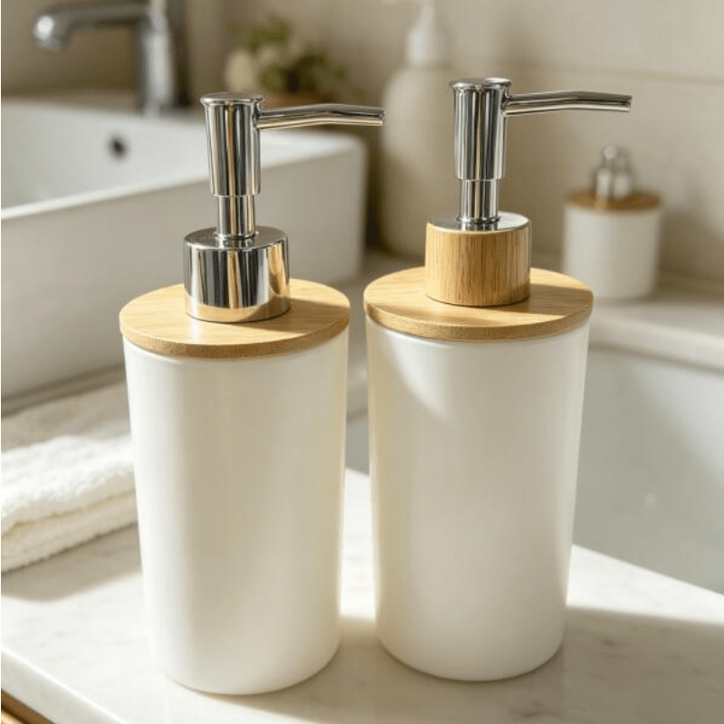 Frasco Dispensador de Loção com Tampa para Banheiro e Cozinha, Frasco de Gel de Banho com Bomba, Dispensador de Sabonete para Banheiro, Frasco de Banho, Dispensador de Sabonete
