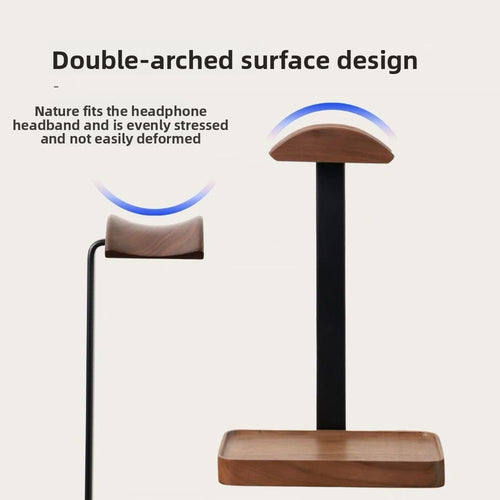 Suporte para Fones de Ouvido em Madeira de Nogueira, Organizador de Mesa, Suporte de Armazenamento para Mesa, Base Antiderrapante, Suporte de Peso Estável, Adequado para a Maioria dos Modelos de Fones de Ouvido, Item Decorativo Charmoso, Ornamento de Mesa de Alta Qualidade, Prateleira de