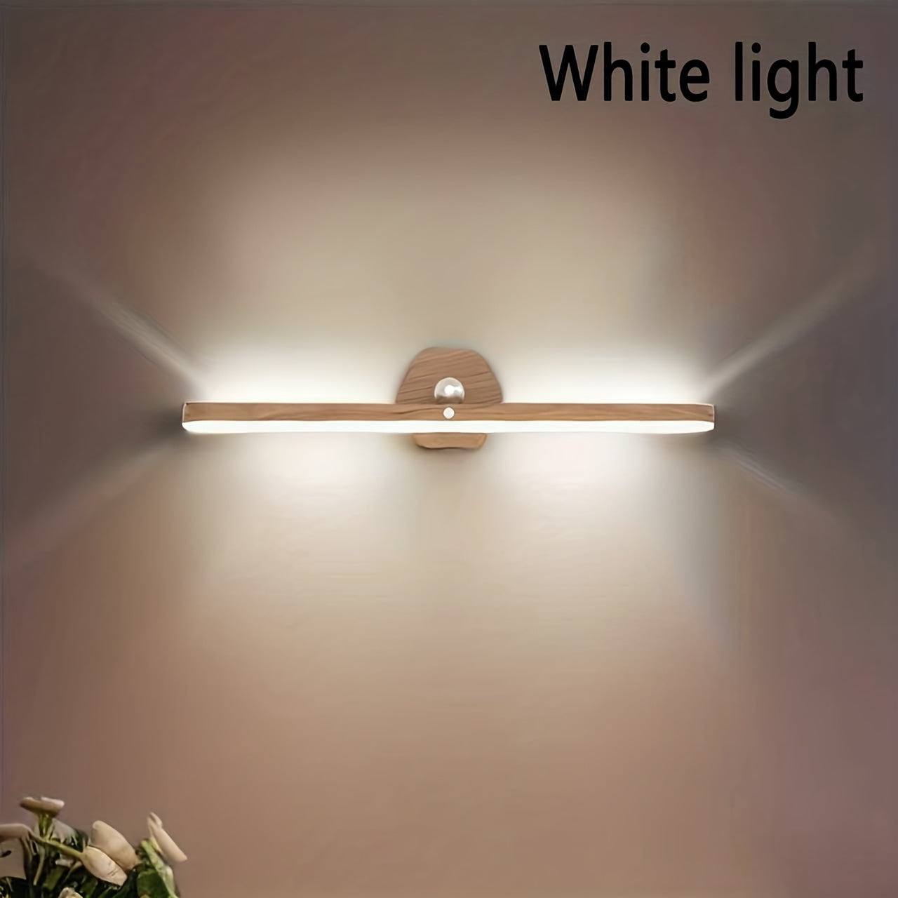1pc Fita LED Recarregável com Lâmpada Rotativa com Textura de Madeira, Controlo Tátil de Regulação de Três Níveis, Luz de Toucador, Fita de Luz Magnética Adequada para Casa de Banho, Sala de Estar e Quarto, Cozinha, Roupeiro, Cabeceira