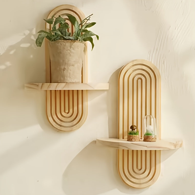 1-2 Peças de Prateleirinhas Flutuantes em Madeira Estilo Bohemian, Pequenas e Elegentes para Armazenamento ou Banheiro – Perfeitas Para Sala, Quarto & Cozinha