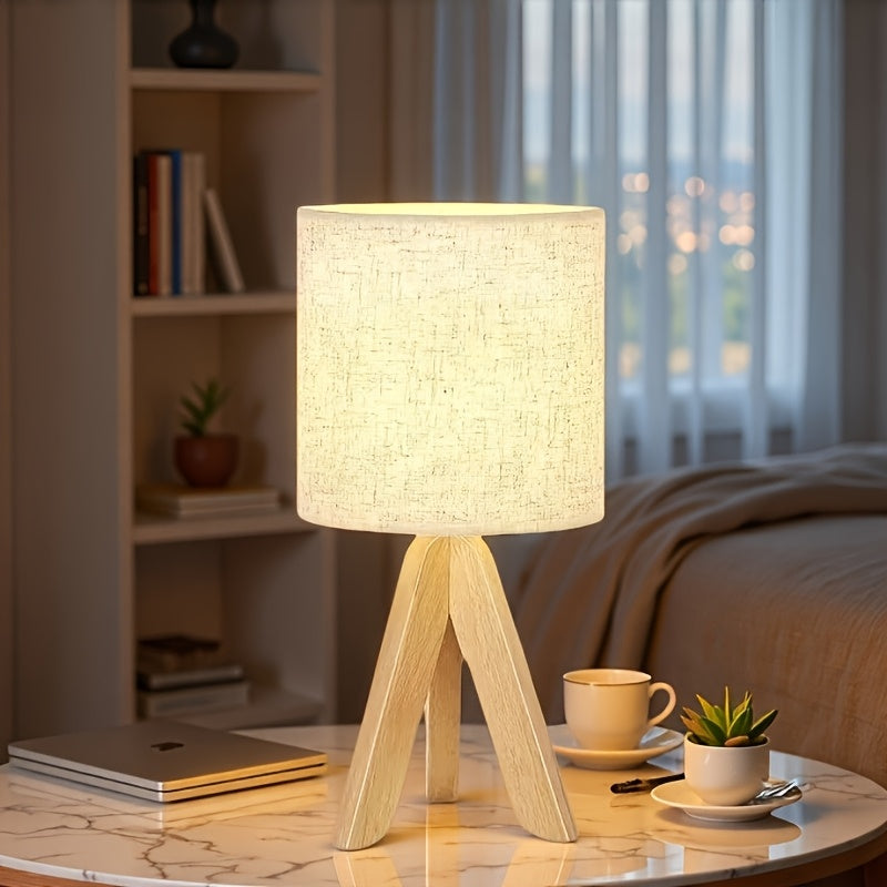Abajur de Mesa Pequeno, Abajur Infantil Fofo com Cúpula de Tecido e Base de Tripé de Madeira, Luminária de Mesa de Cabeceira, Adequado para Crianças, Escritório, Estudo, Quarto, Dormitório, Mesa de Centro