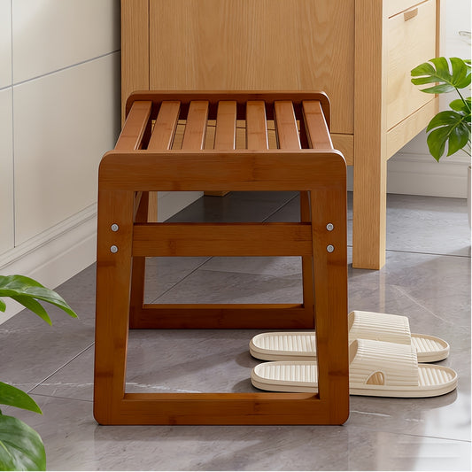 Banco de Duche Minimalista Natural - Antiderrapante, Pequeno Banco de Casa de Banho, Adequado para Adultos Mudarem de Sapatos e Usar para Banho - E Durável
