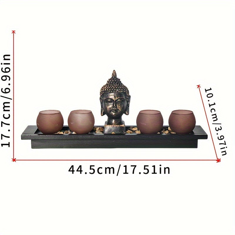 1pc Porta-Velas Zen de Madeira, Porta-Velas Festivo para Decoração de Secretária, Ornamento de Ramadão, Decoração de Ambiente Festivo para Porta-Velas de Secretária de Escritório, Velas Não Incluídas