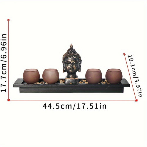 1pc Porta-Velas Zen de Madeira, Porta-Velas Festivo para Decoração de Secretária, Ornamento de Ramadão, Decoração de Ambiente Festivo para Porta-Velas de Secretária de Escritório, Velas Não Incluídas