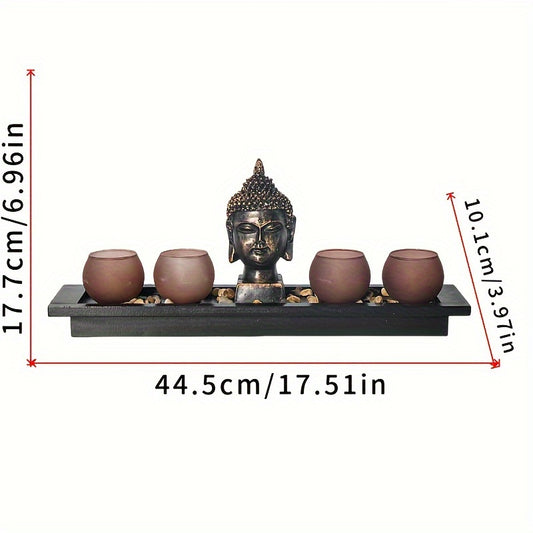 1pc Porta-Velas Zen de Madeira, Porta-Velas Festivo para Decoração de Secretária, Ornamento de Ramadão, Decoração de Ambiente Festivo para Porta-Velas de Secretária de Escritório, Velas Não Incluídas