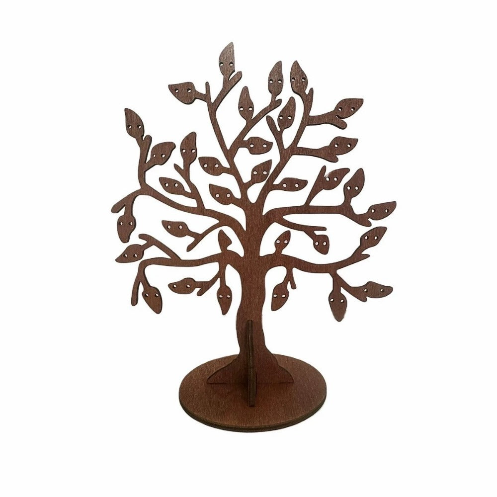 1 peça Suporte de Exibição de Joias Vintage em Madeira em Formato de Árvore com Base de Madeira e Adequado para Casa, Varejo, Feiras de Artesanato - Organizador Rústico para Brincos, Colar, Pulseira, Porta-Anéis, Madeira para Colecionadores, Decoração de Armazenamento para Penteadeira, Torres de