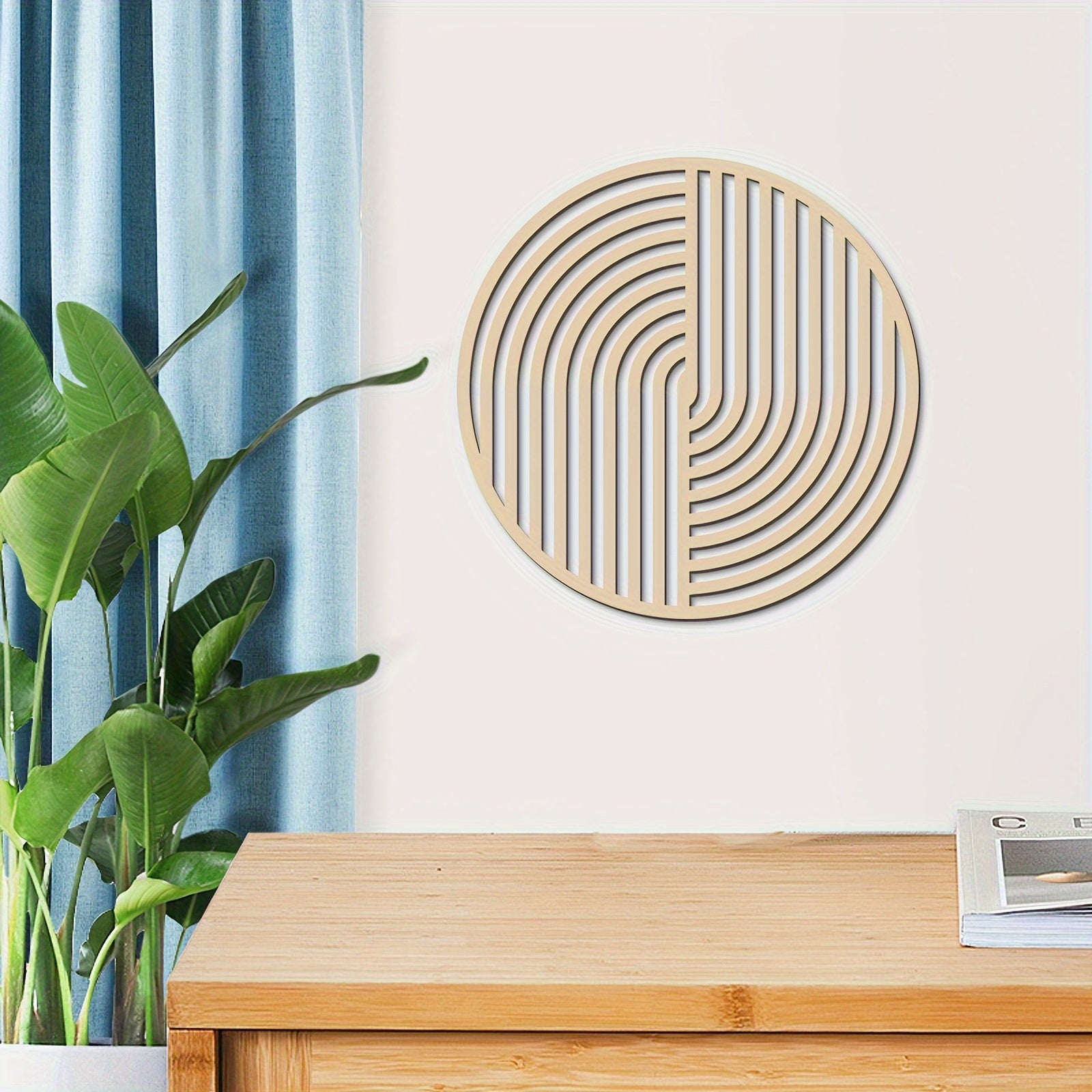 Painel de Parede Autoadesivo Boêmio Moderno 1 peça - Decoração Redonda Reutilizável sem Moldura Adequada para Sala de Estar, Quarto, Escritório - Design Geométrico Minimalista para Decoração de Casa, Instalação e Estética Reutilizável