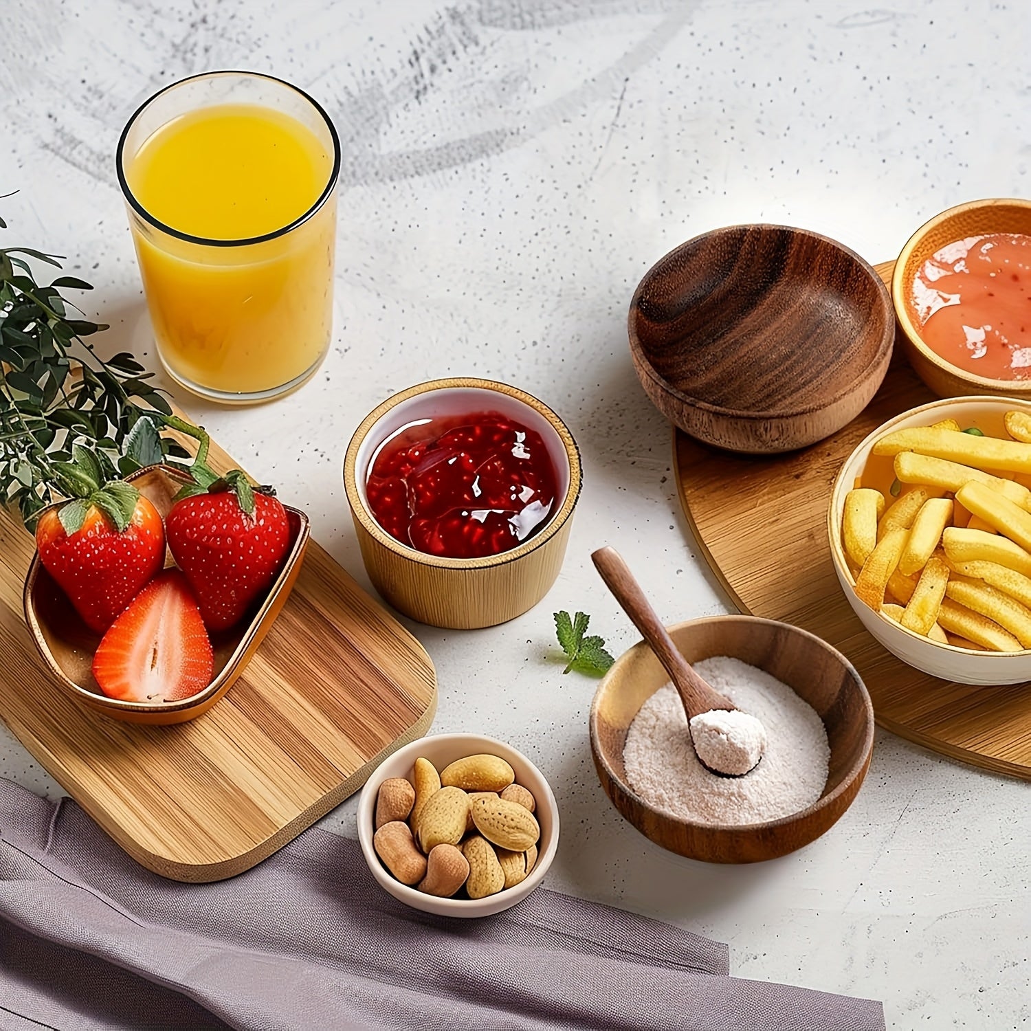 Conjunto de 2 Tigelas Grandes de Madeira de Acácia para Misturar, Tigelas de Salada, Pratos de Servir, Tigelas de Legumes, Tigelas de Cereal, Tigelas de Caldo, Artesanais, Design Listrado, Reutilizáveis, Adequadas para Misturar, Servir Saladas e Macarrão, Ideais para Cozinhas Domésticas e