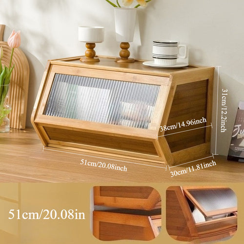 Armário de Armazenamento Clássico Vintage de Bambu Atualizado 2026, Caixa de Armazenamento Empilhável de Grande Capacidade com Porta de Ventilação em Malha, Vários Tamanhos Disponíveis, Ideal para Sala de Estar, Quarto, Escritório e Organização Doméstica, Aumenta a Felicidade, Adequado para Diversos