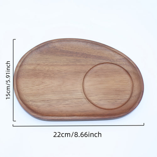 Tabuleiro de Madeira Maciça Japonesa, Prato de Café em Madeira de Acácia, Prato de Chá de Sobremesa Oval, Tabuleiro de Chá de Madeira para Casa, Prato de Copo de Snack Chinês, Prato de Bolo, Prato de Pequeno-Almoço em Madeira Maciça