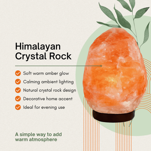 Lâmpada de sal de rocha cristalino himalaiano 100% real - Diretamente das encostas do Himalaia, base de madeira, lâmpada noturna de atmosfera calmante - Design artesanal, ótimo como presente (1-2 kg)