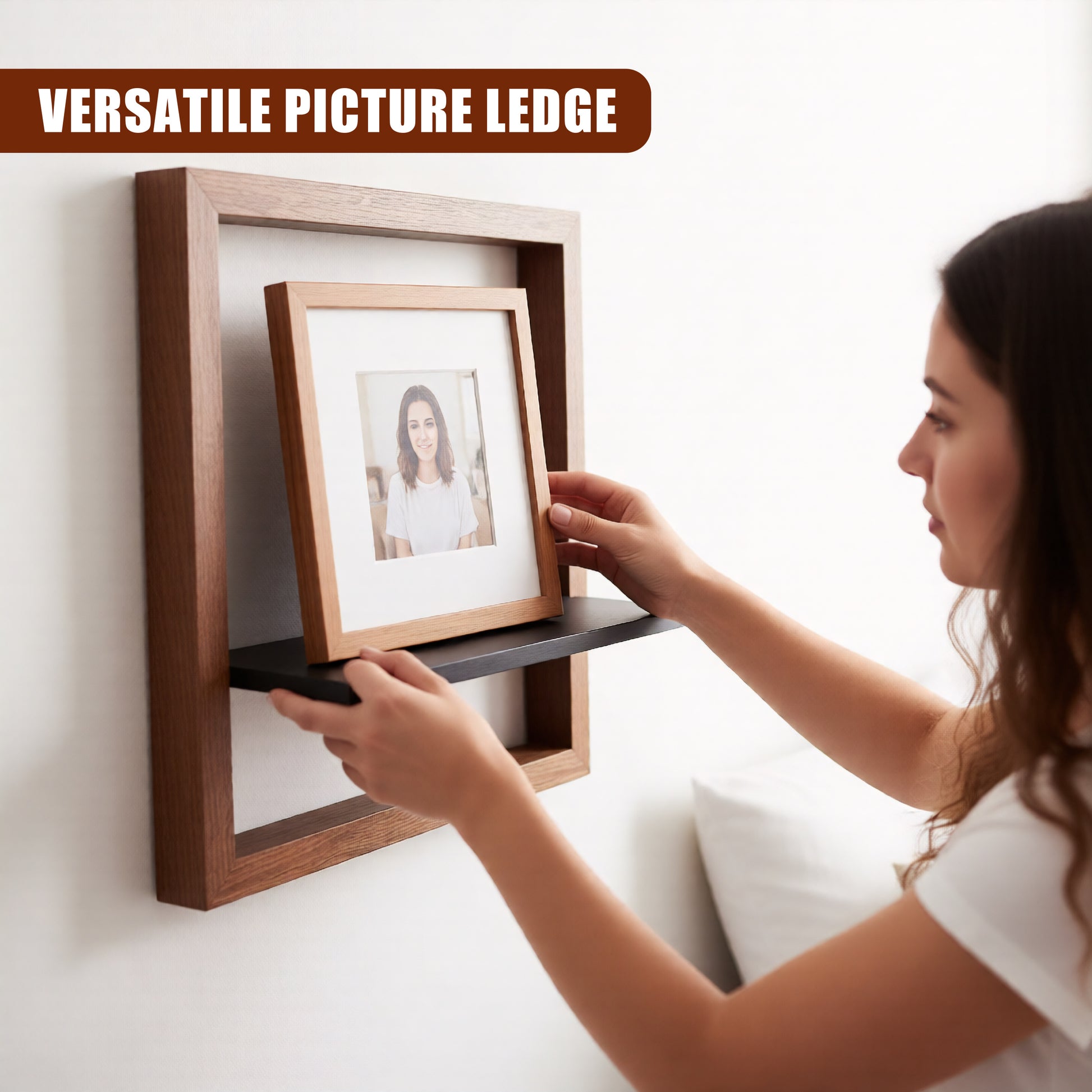 GEEZY Prateleira de Parede Flutuante Quadrada em Madeira 30cm - Caixa 3D Castanha e Preta para Fotos, Plantas e Decoração - Cubo de Exibição Moderno Montado na Parede para Escritório em Casa e Sala de Estar