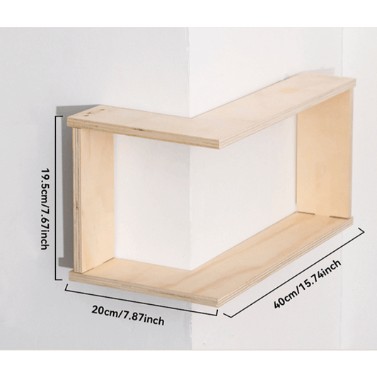 Prateleira de Canto de Armazenamento em Ângulo Reto de 90°, Prateleira Flutuante de Parede, Fácil Instalação, Ideal para Decoração de Casa e Decoração de Quarto na Sala de Estar, Quarto, Plantas, Colecionáveis, Livros, Material de Madeira, Prateleiras de Canto