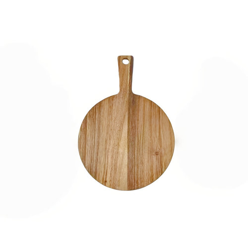 Tábua de Pizza em Madeira de Acácia, Tábua de Corte em Madeira Maciça com Alça, Tábua de Picar, Base para Pizza, Pão, Bife, Tábua Redonda para Assar Bolo, Tábua Plana