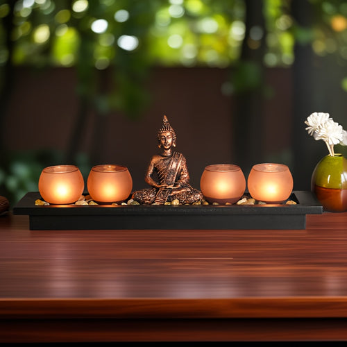 1pc Porta-Velas Zen de Madeira, Porta-Velas Festivo para Decoração de Secretária, Ornamento de Ramadão, Decoração de Ambiente Festivo para Porta-Velas de Secretária de Escritório, Velas Não Incluídas