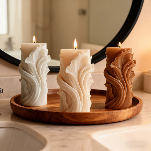 Velas com Textura de Ondas Criativas, para Velas de Decoração de Casa, Adequadas para Decoração de Casa, Adicionando Aconchego a Quartos, Presentes Artísticos para Amigos, Auxiliando na Criação de Ambiente