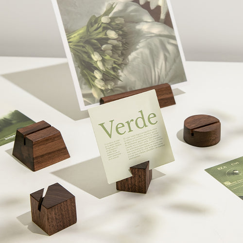 6 unidades de Cartão de Localização de Casamento em Madeira de Nogueira Preta, Porta-Cartões, Porta-Cartões de Visita, Foto Elegante, Nota, Memória e Decoração de Mesa de Postais, Ambiente Quente Feito à Mão, Casamento e Festa, Material de Escritório