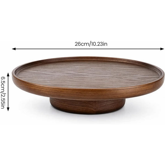 Bandeja de Exibição Vintage Redonda em Madeira Maciça, Bandeja de Armazenamento Multifuncional em Madeira para Mesa de Centro, Aroma, Fruta, Pão, Decoração de Casa, Festas & Casamentos para Sala de Estar, Perfeita para Pães Artesanais & Apresentações de Frutas