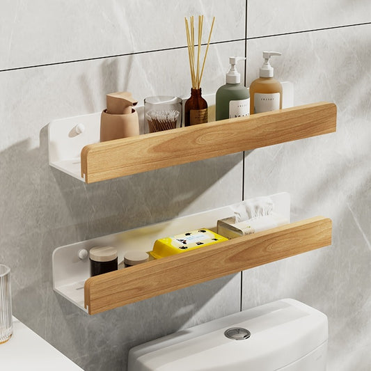 Organizador de Prateleira para Casa de Banho Sem Furos – Sem Necessidade de Furar, Construção Robusta em Madeira Natural, Design que Poupa Espaço, Adequado para Casa de Banho, Cozinha ou Escritório, Ideal para Apartamentos Pequenos e Inquilinos, Estilo Minimalista, Acessório de Casa de Banho