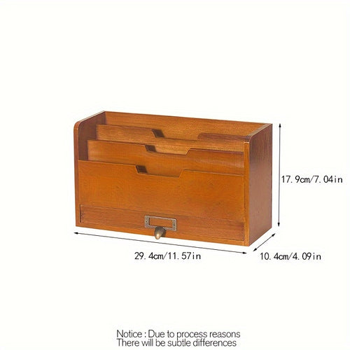 Organizador de Gavetas de Secretária em Madeira Vintage para Material de Escritório, Armazenamento de Arquivos e Uso Doméstico, Adequado para Livros, Jornais e Papelaria. Serve como uma Decoração de Quarto Atraente, Melhorando a Decoração da Casa, Adições de Cozinha, Decoração de Casa de Banho