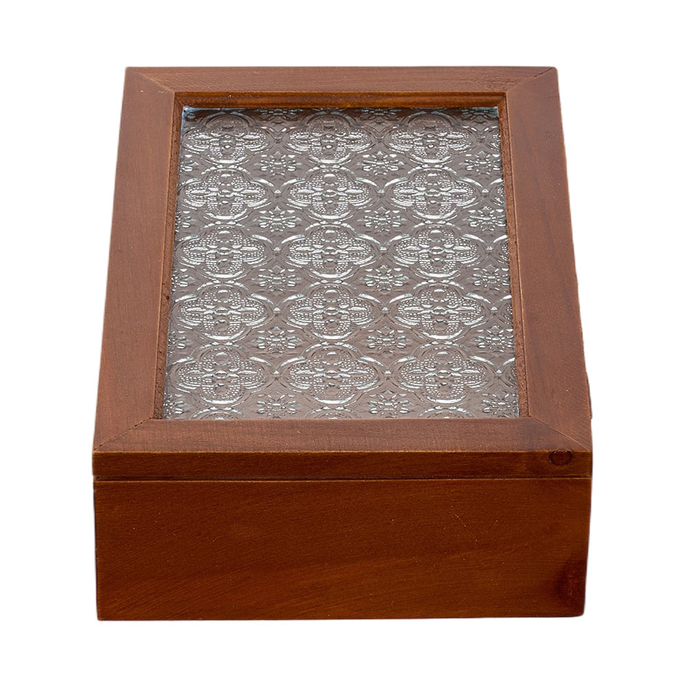 1 peça Caixa de Joias Decorativa Vintage de Madeira Maciça, Caixa de Armazenamento Multiuso para Bugigangas com Tampa de Vidro de Flor de Macieira Silvestre, Organizador de Mesa, Armário, Recipiente para Acessórios Diversos, Caixa de Exibição para Artesanato, Caixas de Presente para Dia dos Namorados e Páscoa, Decoração para Casa e Escritório