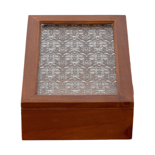 1 peça Caixa de Joias Decorativa Vintage de Madeira Maciça, Caixa de Armazenamento Multiuso para Bugigangas com Tampa de Vidro de Flor de Macieira Silvestre, Organizador de Mesa, Armário, Recipiente para Acessórios Diversos, Caixa de Exibição para Artesanato, Caixas de Presente para Dia dos Namorados e Páscoa, Decoração para Casa e Escritório