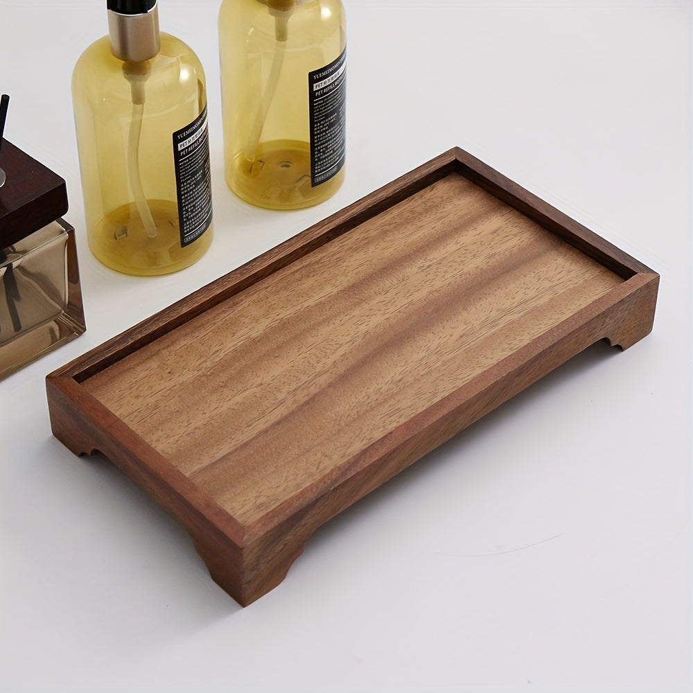 Tabuleiro Retangular de Madeira Individual, com 29,97 cm, Perfeito para Guardar Frascos de Loção no Balcão da Sua Pia. Ótimo para Organizar Artigos de Casa de Banho e Melhorar a Decoração
