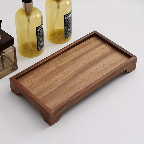 Tabuleiro Retangular de Madeira Individual, com 29,97 cm, Perfeito para Guardar Frascos de Loção no Balcão da Sua Pia. Ótimo para Organizar Artigos de Casa de Banho e Melhorar a Decoração