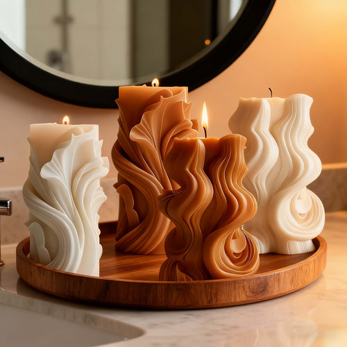 Velas com Textura de Ondas Criativas, para Velas de Decoração de Casa, Adequadas para Decoração de Casa, Adicionando Aconchego a Quartos, Presentes Artísticos para Amigos, Auxiliando na Criação de Ambiente