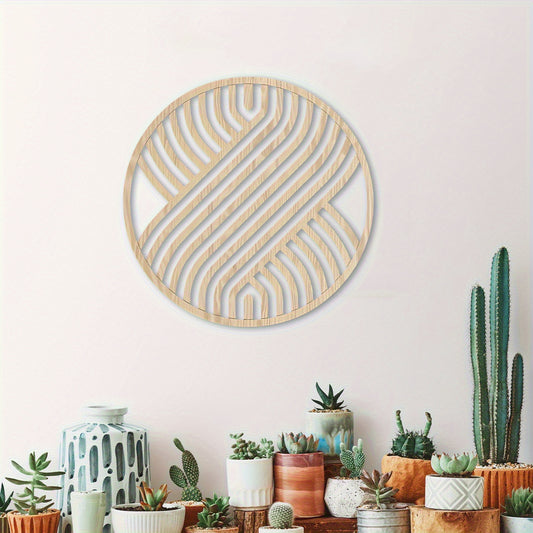 Arte de Parede Redonda de Madeira - Decoração Geométrica Moderna Minimalista Estilo Boêmio, Painel de Parede de Madeira Artesanal para Sala de Estar, Quarto, Escritório, Fácil de Pendurar Sem Eletricidade, Decoração Estilo Rústico | Textura Natural, Decoração de Ambiente