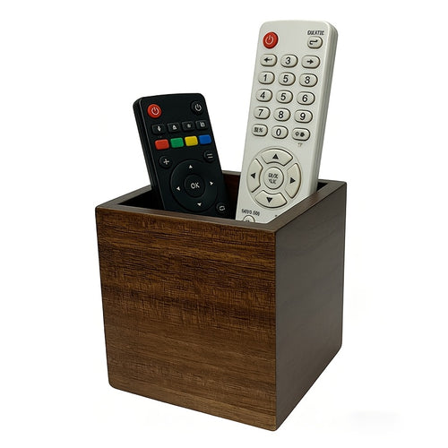 1 Suporte de Comando de TV em Madeira de Acácia - Caixa de Arrumação de Madeira Estilo Casa de Campo Vintage com Almofadas de Borracha Antiderrapantes, Capacidade para 2-3 Comandos, Mede 8.99X8.99 cm, Organizador de Secretária, para Sala de Estar, Escritório e Decoração de Casa, Construção Durável em Madeira